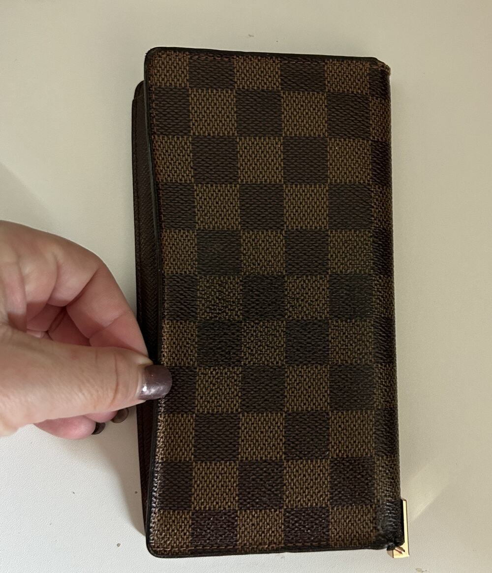 Louis Vuitton Brazza Long Bifold Wallet Men's Damier Ebene Card Holder